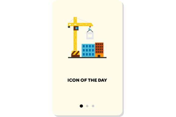 Construction Site Flat Vector Icon: Crane