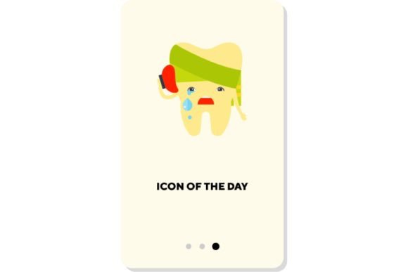 Evaluating the Teeth Care Flat Icon: Sick Molar with Paste for Digital Health Design