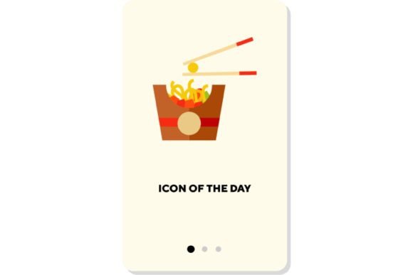 Street Food Flat Icon: Fast Chinese Noodles for Modern Web Design