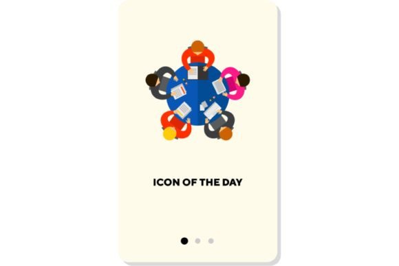 Teamwork Flat Icon: Business People Disc